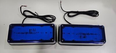 Strobe Light Blue Color pair of 2 flashing side wall light for ambulance and other vehicles conversion in UAE. DC 12V waterproof strobe light in Dubai.