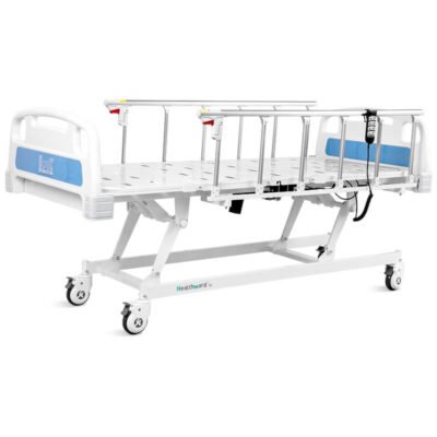 Three Function Electric Bed for Hospital, Clinic and Healthcare Center with Back rest, knee and height adjustment available at Vcare Mart in UAE.